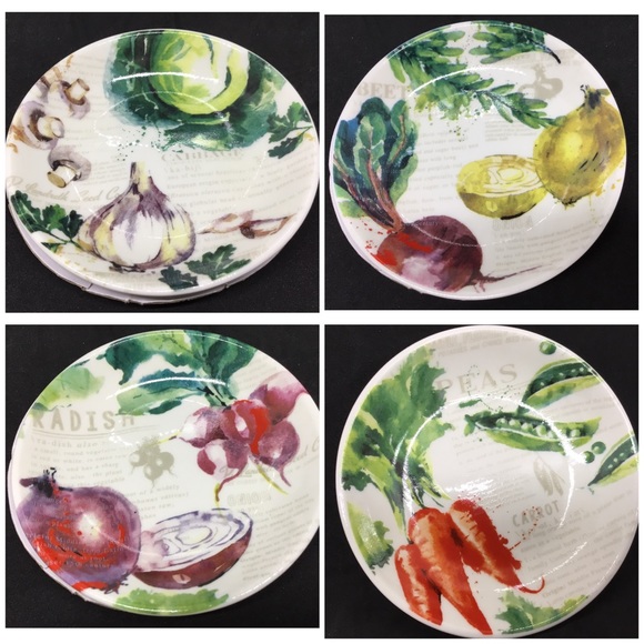 Cobble Creek Other - Garden Bounty Set Of 4 Appetizer Dipping Plates